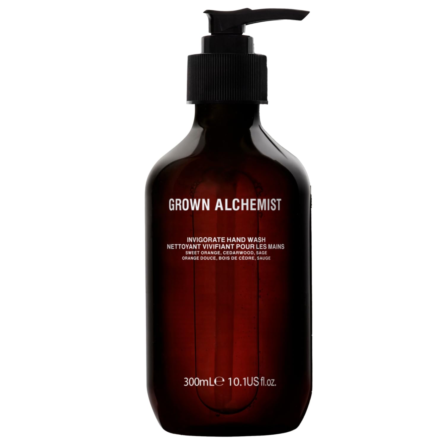 Grown Alchemist lavage mains, bouteille design minimaliste pour une touche d’élégance.