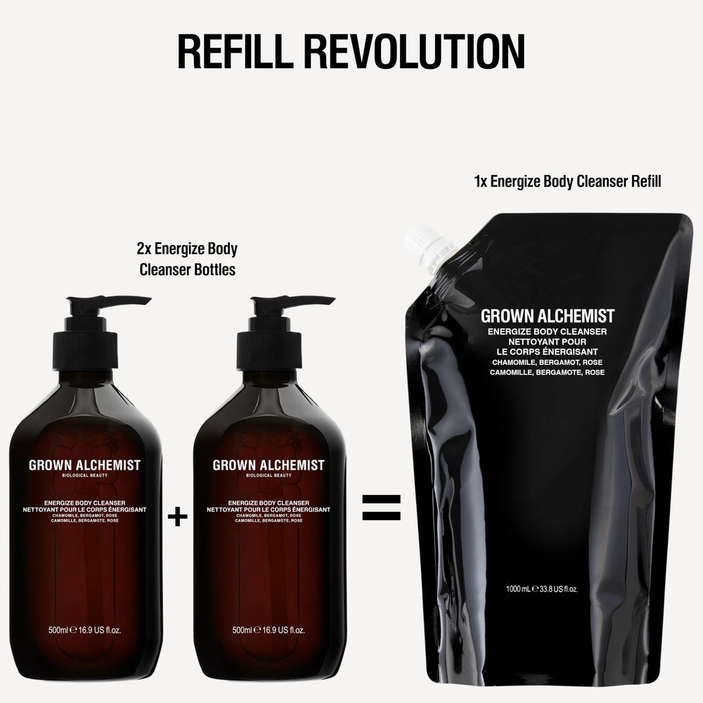 Energisant Nettoyant Corps Grown Alchemist camomille-bergamote-bois-rose, soin hydratant