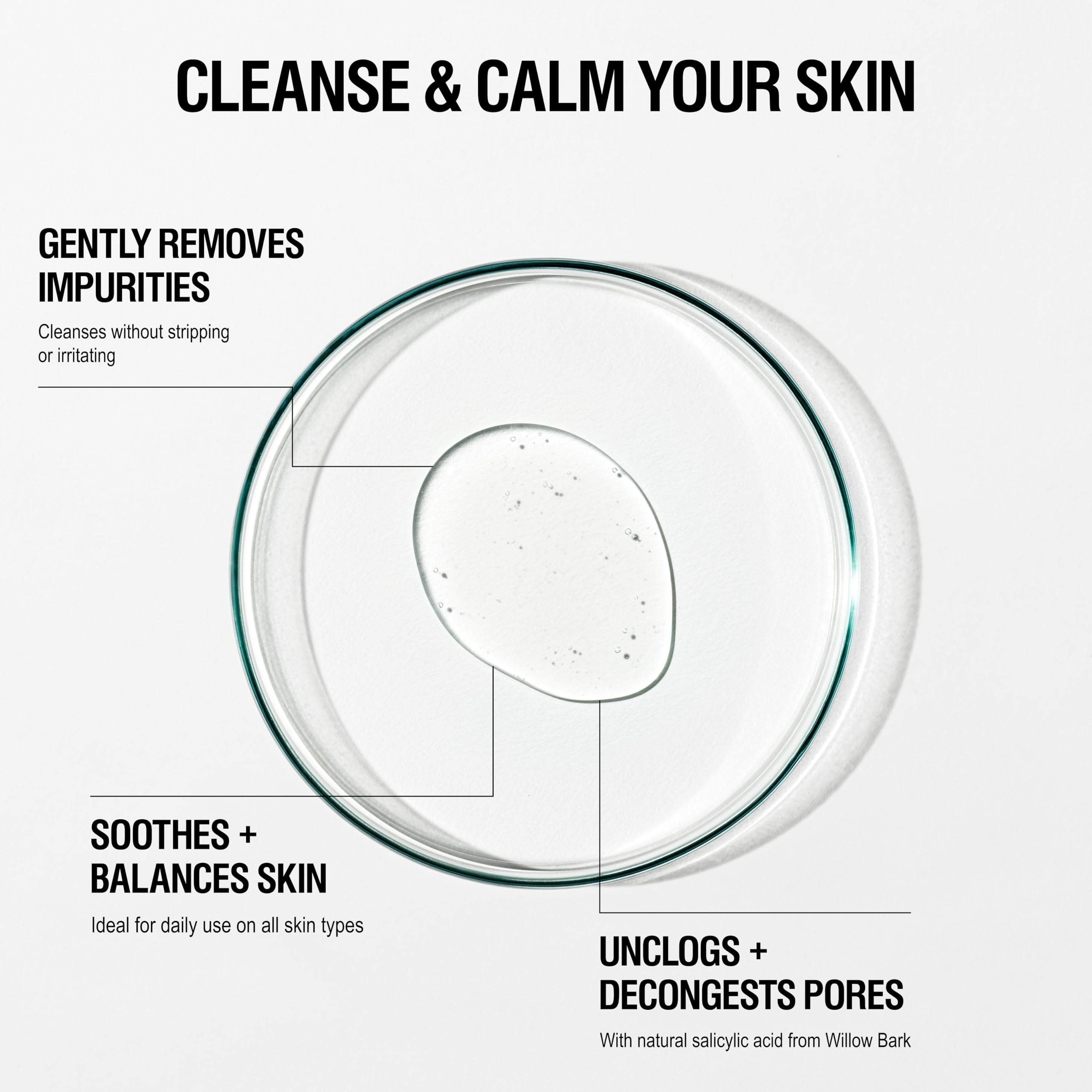 Texture gel hydratant pour le visage prête à nettoyer en douceur.