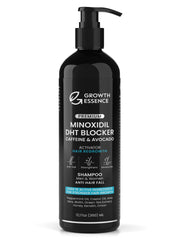 Growth Essence Minoxidil Shampoing : bouteille avec pompe, pratique au quotidien.