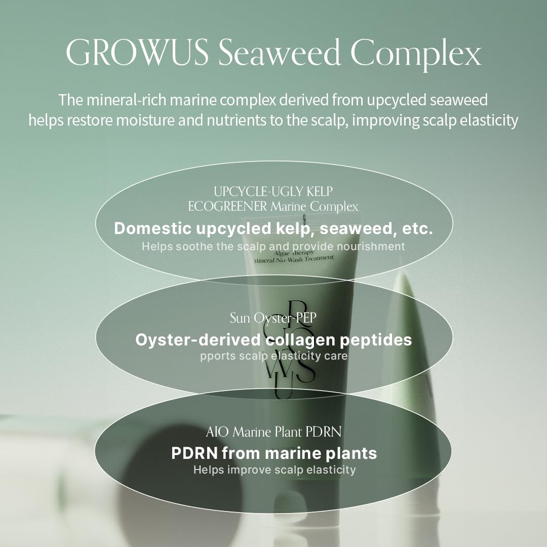 GROWUS Algae Therapy: mains appliquant le soin sur les longueurs