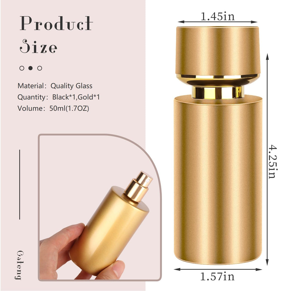 Gsteng flacon parfum 50 ml noir et or, capuchon élégant et portable
