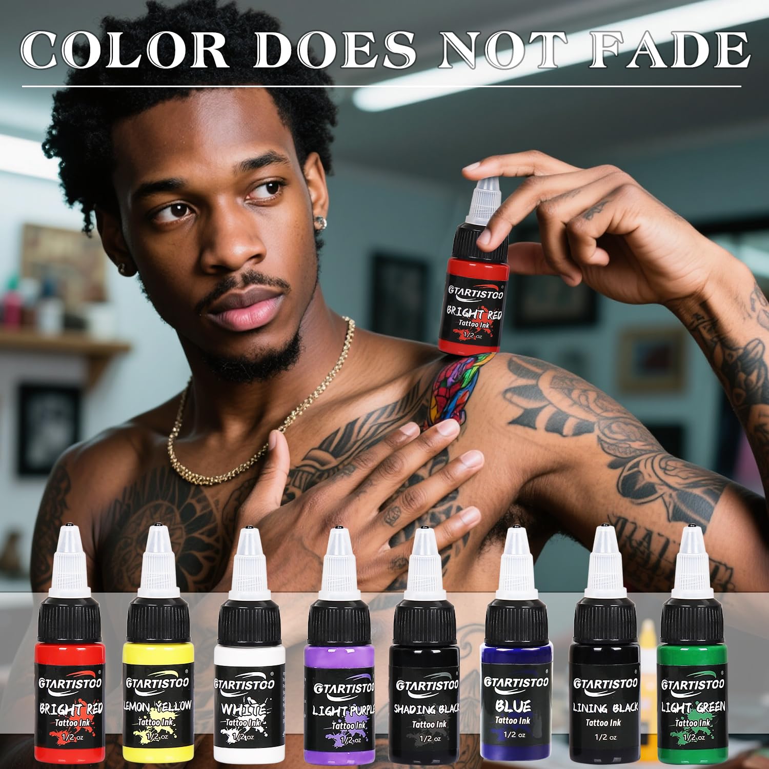 GTARTISTOO jaune doré—encre tatouage pour lumière et chaleur.