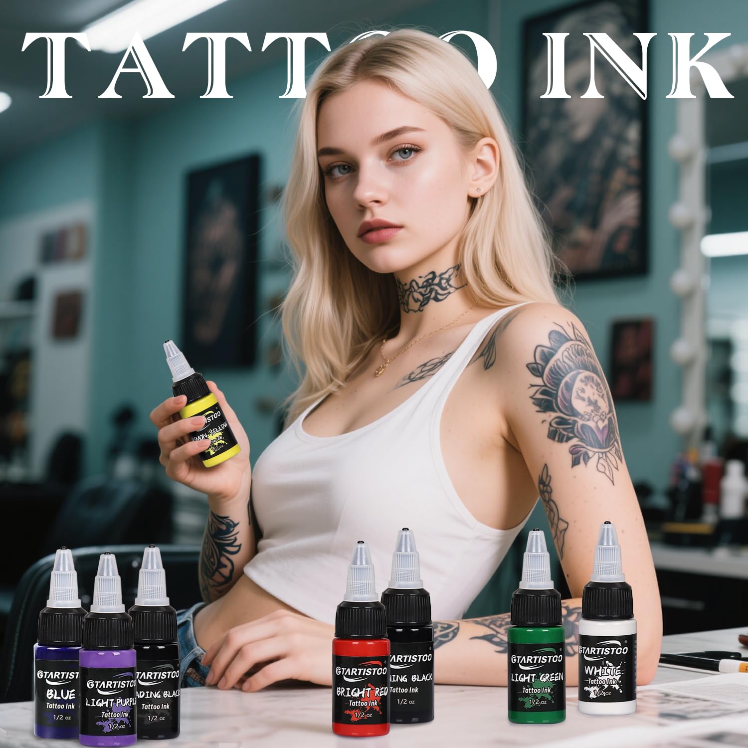 GTARTISTOO rouge brillant—encre tatouage idéale pour accents vibrants.