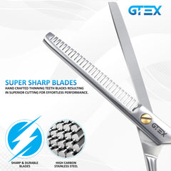 GTEX Ciseaux effileurs — coupe légère et contrôle en salon ou à domicile