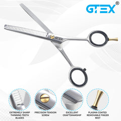 GTEX Ciseaux effileurs cheveux — poignée ergonomique pour confort prolongé