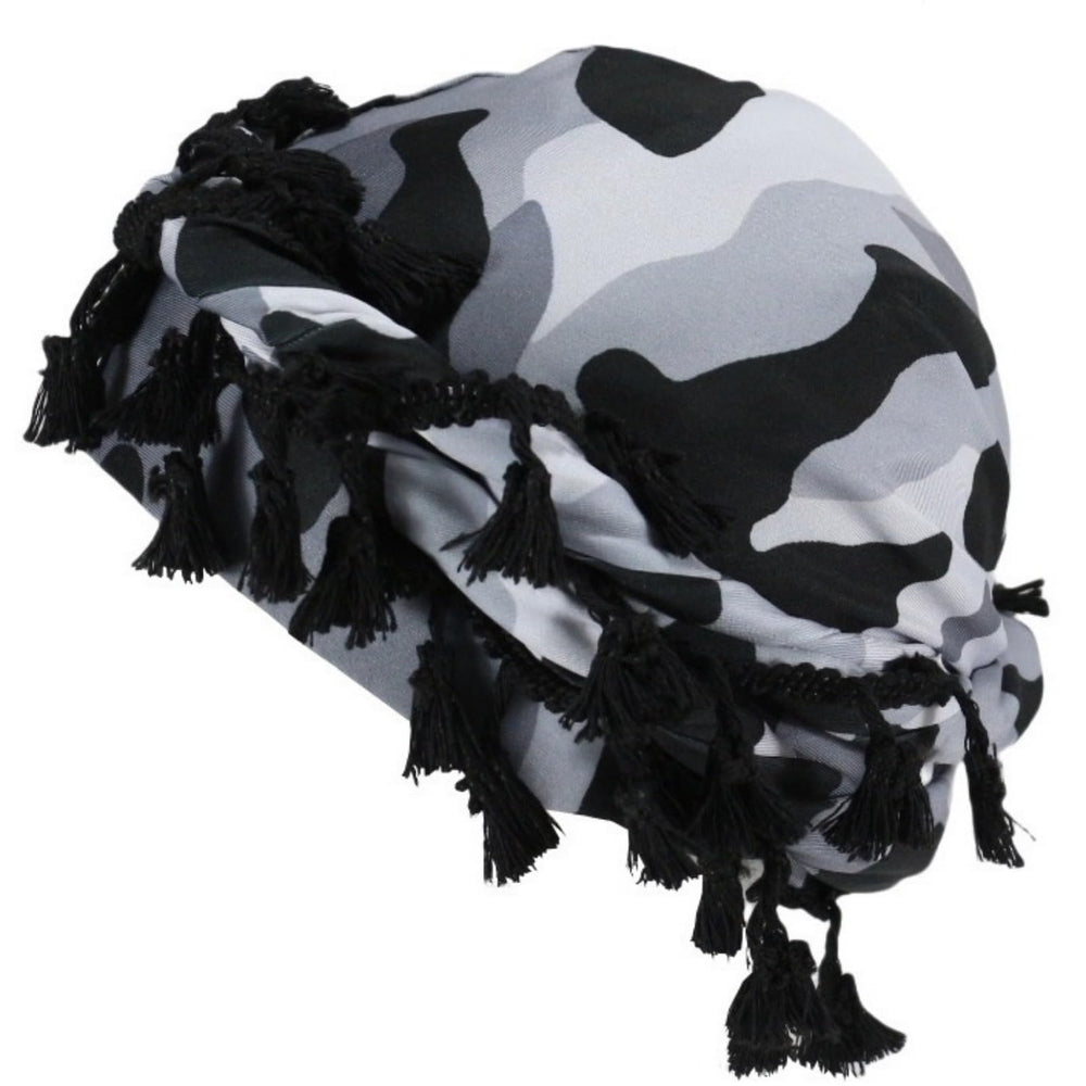 Gturytr Turban Halo camouflage gris et blanc, style polyvalent pour toutes les occasions.