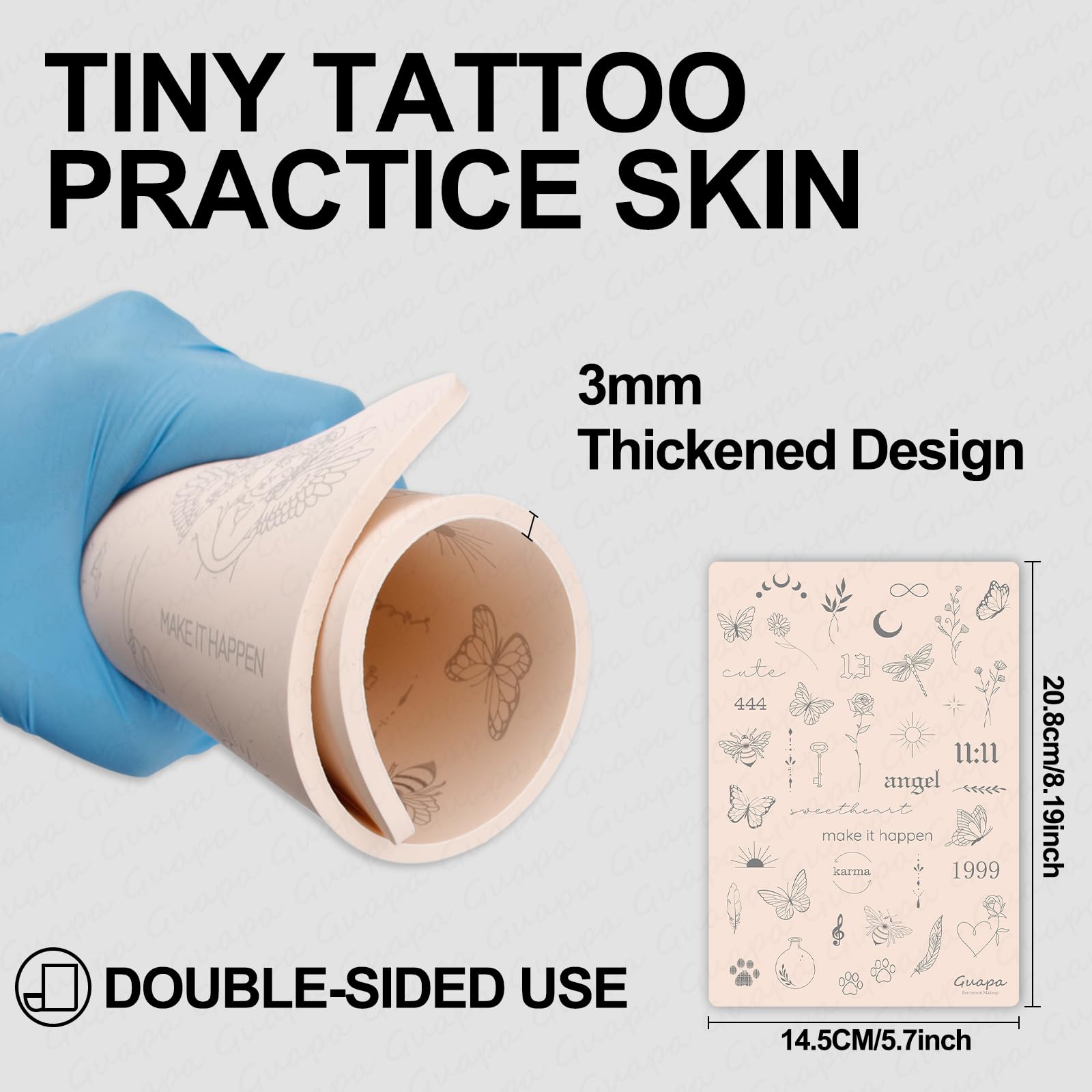 Guapa peau pratique tatouage 3mm – adhérence encre efficace.