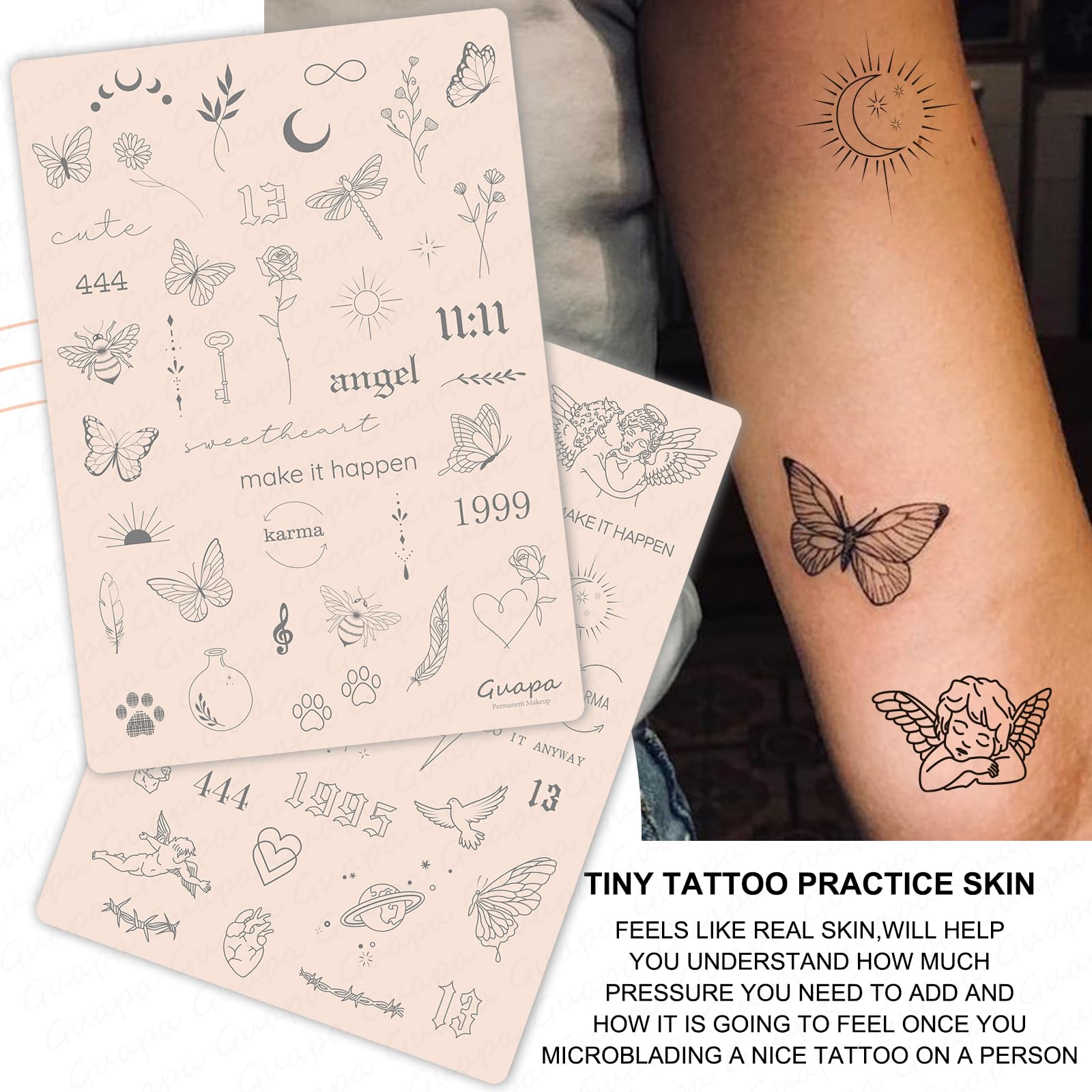 Guapa peau pratique tatouage 3mm – double-face utile pour apprentissage.
