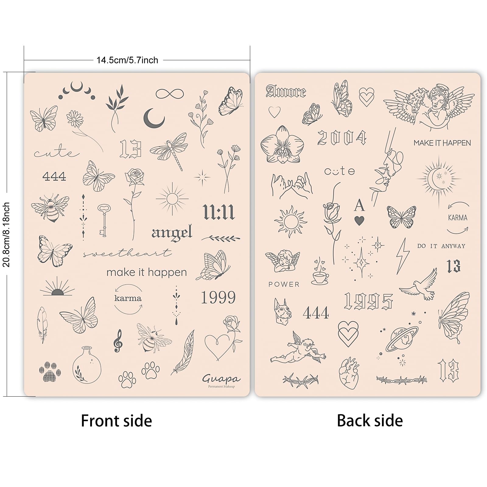 Guapa peau pratique tatouage 3mm – motifs variés pour s'exercer.