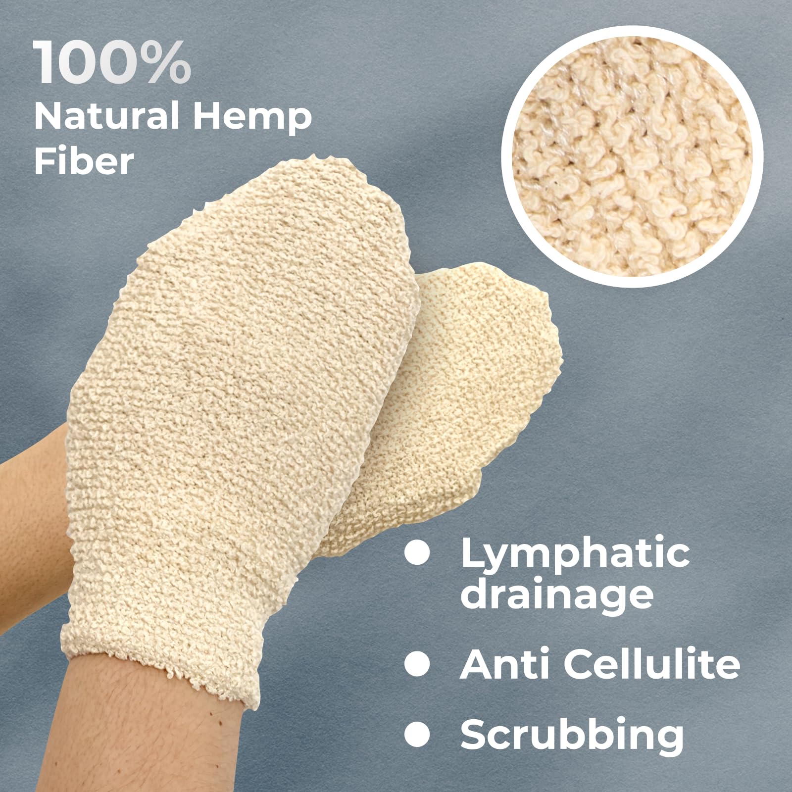Ensemble de deux gants chanvre GUARD&MARINE pour exfolier et masser.
