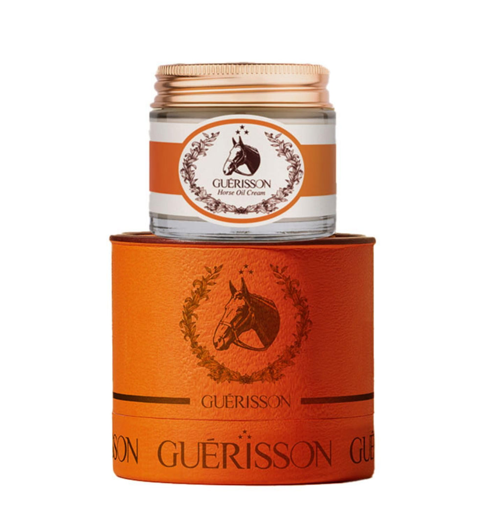 Guerisson 9 Complex — bouteille crème à l'huile de cheval, hydratation durable.