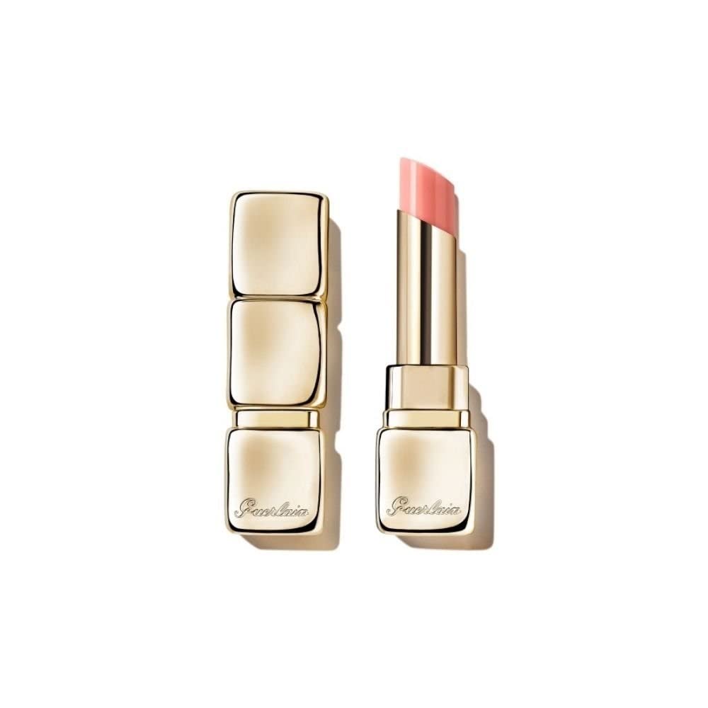 Guerlain Kiss Kiss Bee Glow, baume lèvres—texture satinée pour une hydratation lumineuse.