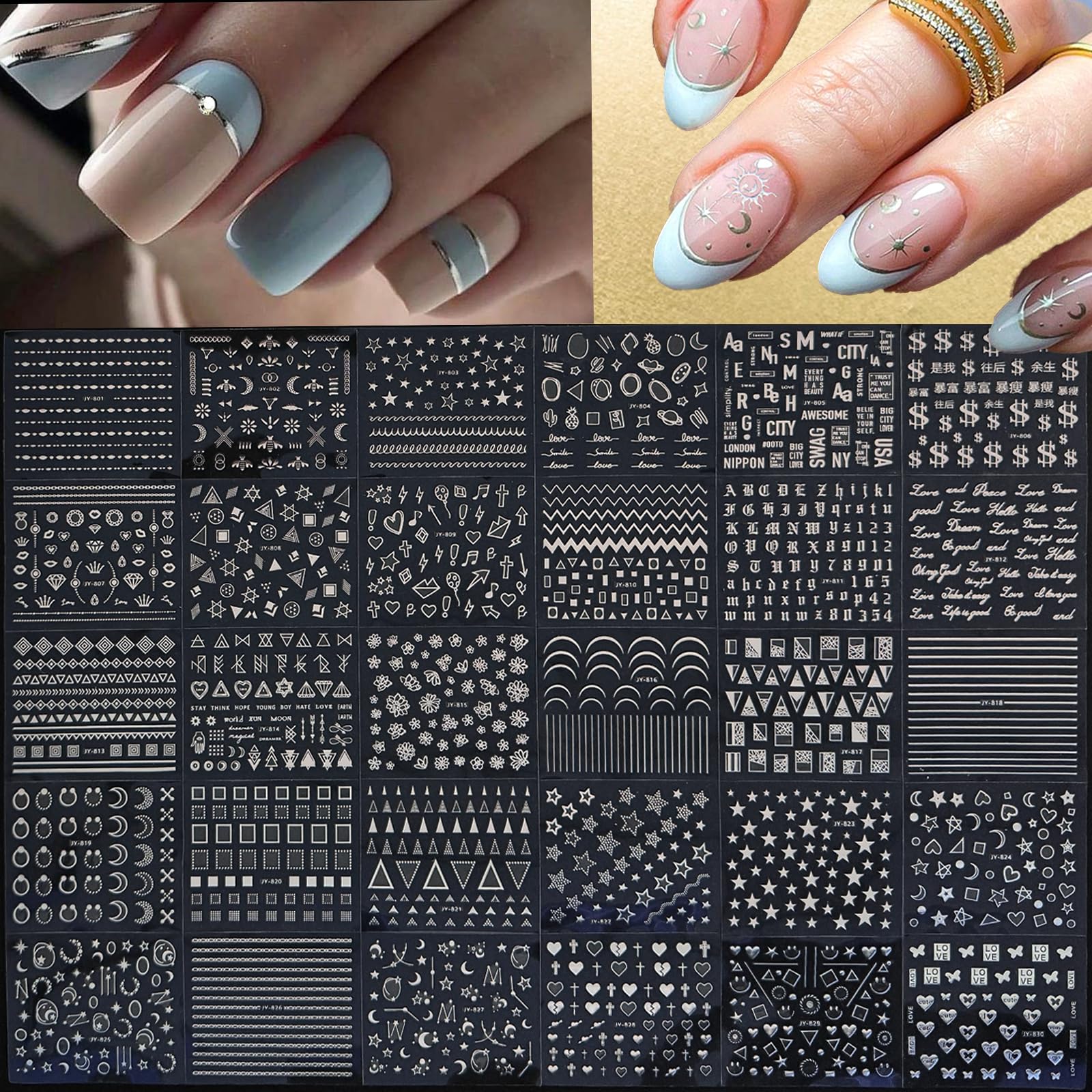 GUFUGU stickers ongles coeurs motifs pour une décoration express et chic.