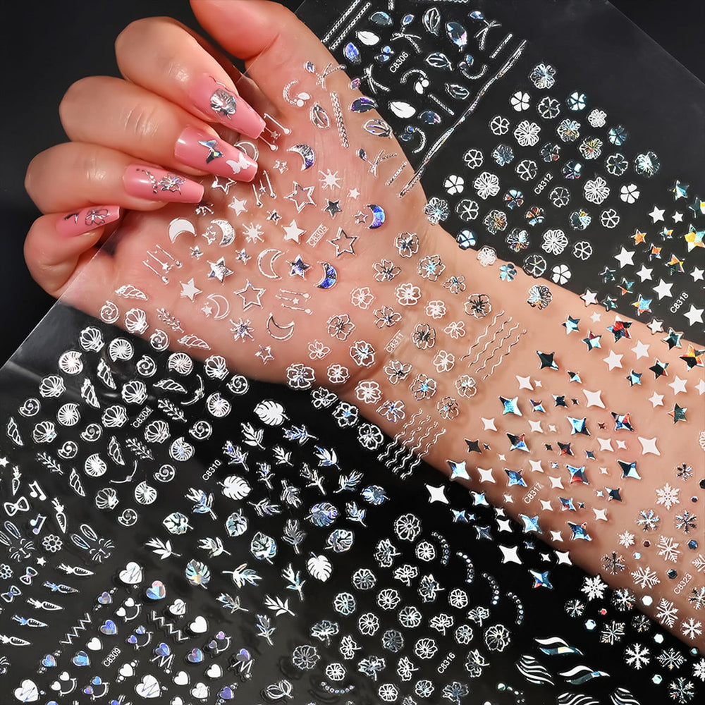 GUFUGU stickers ongles etoiles glace pour un éclat scintillant durable.