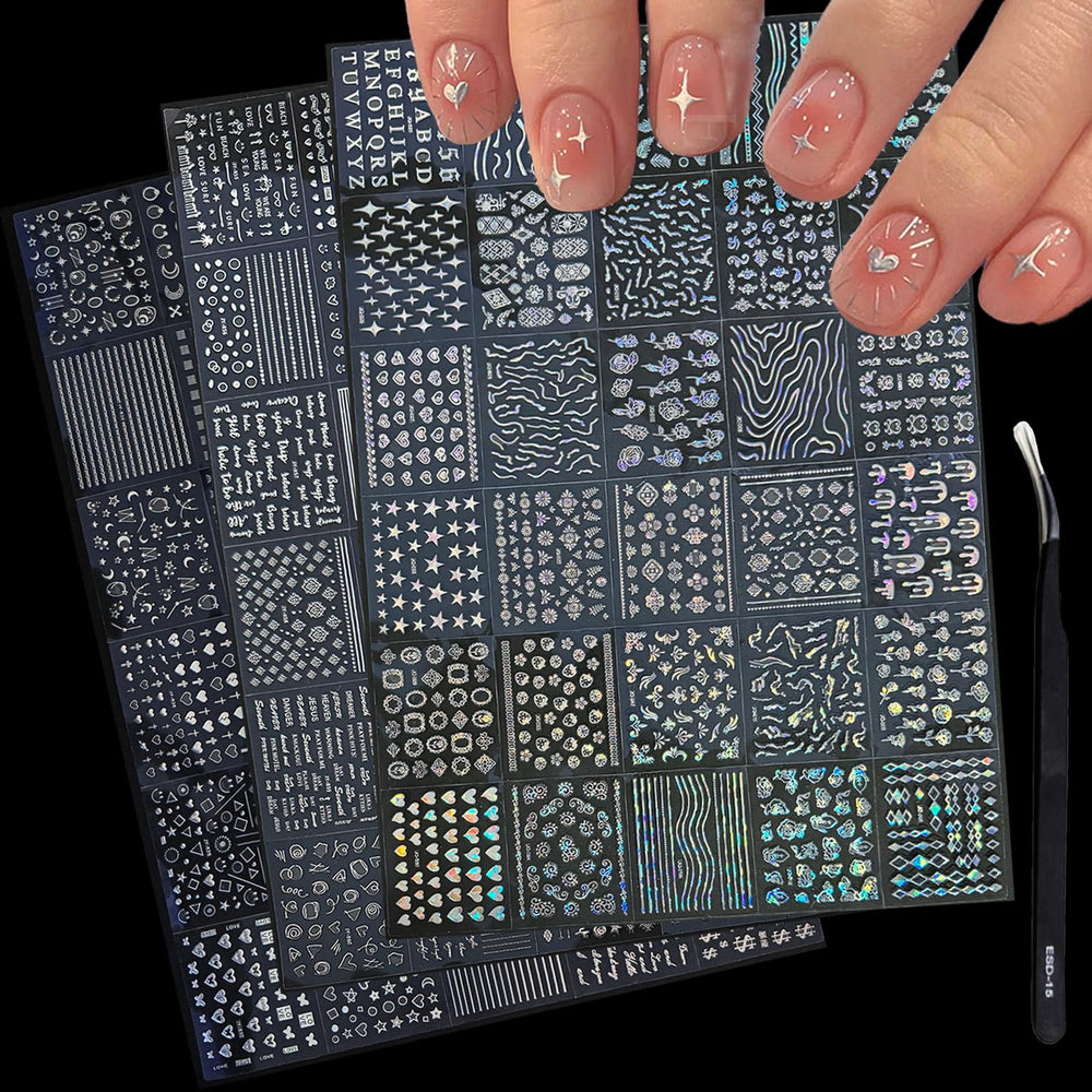 GUFUGU stickers ongles lune neige pour un effet hivernal glamour.