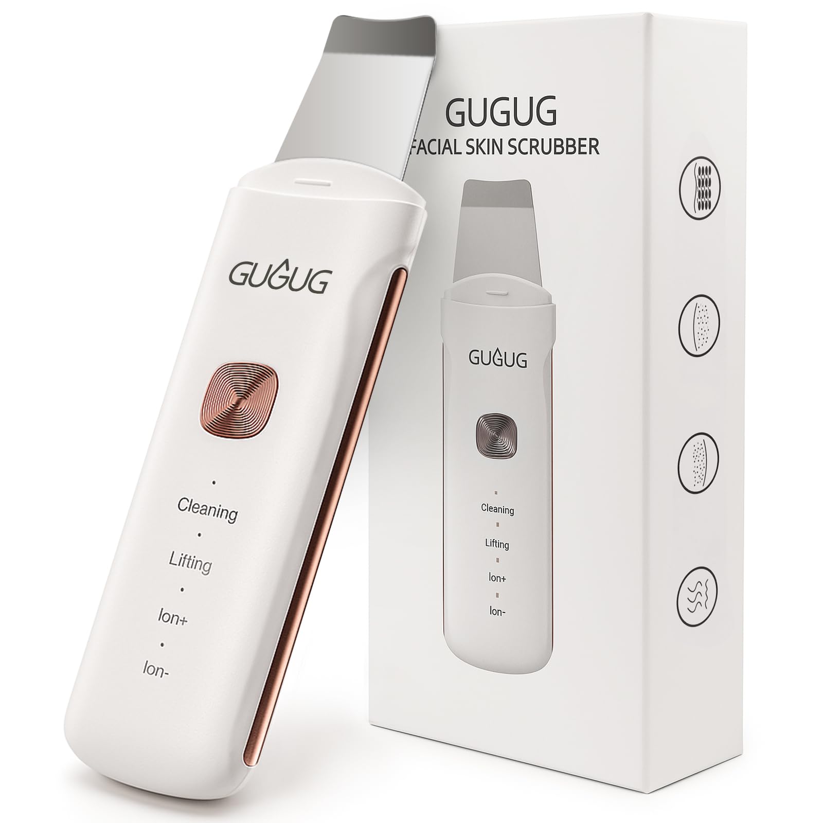 Gugug Skin Scrubber étanche pour visage, utilisable sous la douche, nettoyage en profondeur.