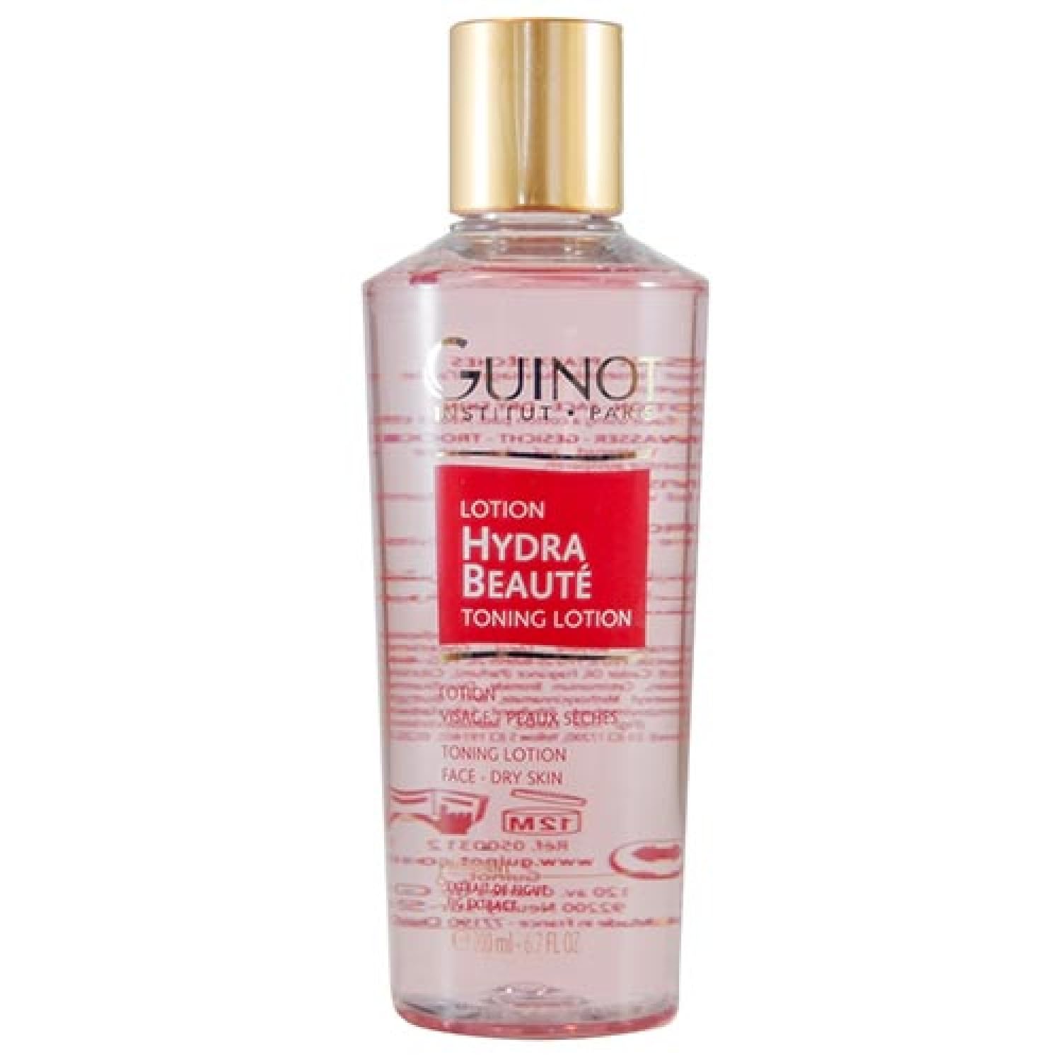 Guinot Hydra Beauté Tonique – bouteille, prépare la peau à l'hydratation et équilibre du pH.