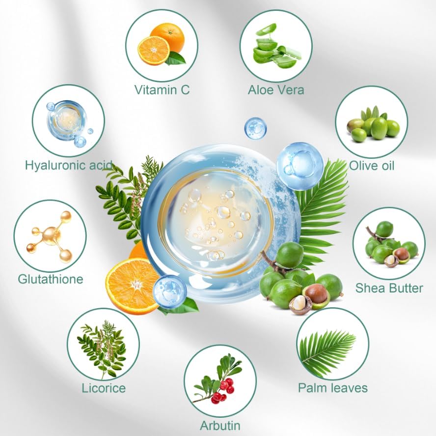 Gukei formula with niacinamide, arbutin and vitamin C for brightening.
