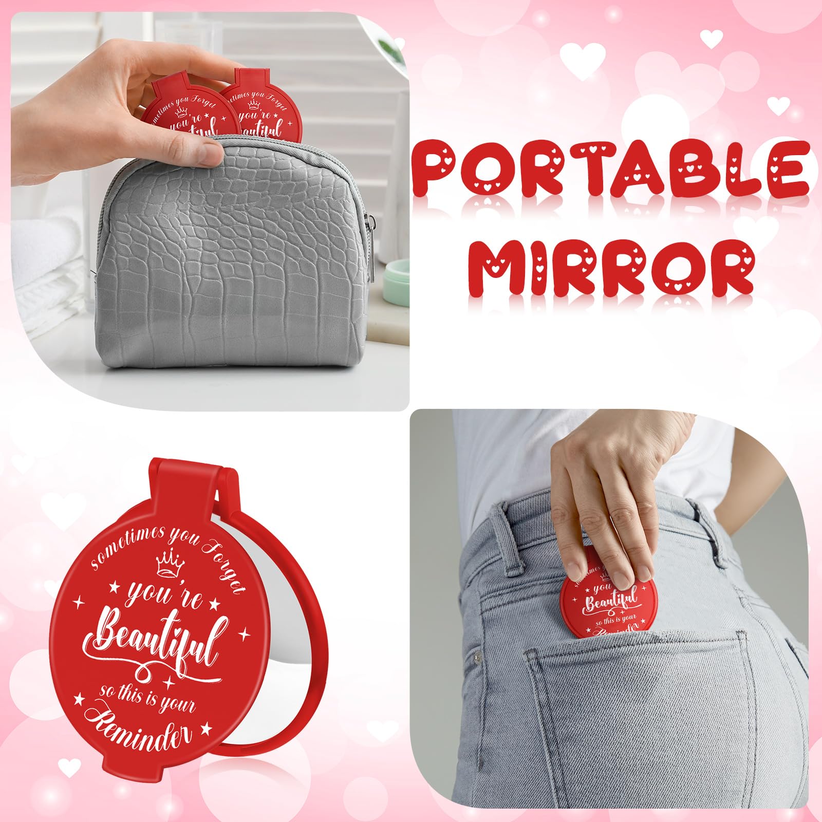 Miroir poche Gulfmew, cadeau Galentine rouge