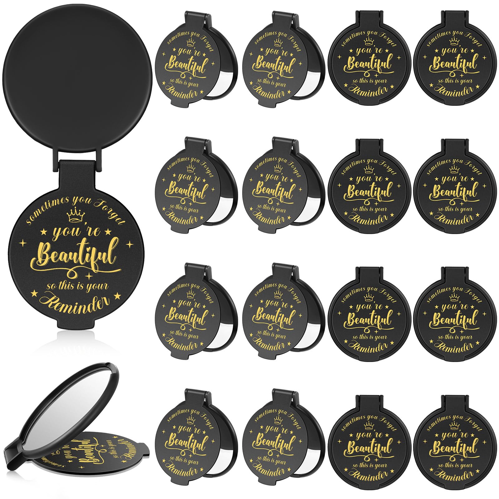 Gulfmew miroir compact 18 pièces noir, parfait pour le quotidien.