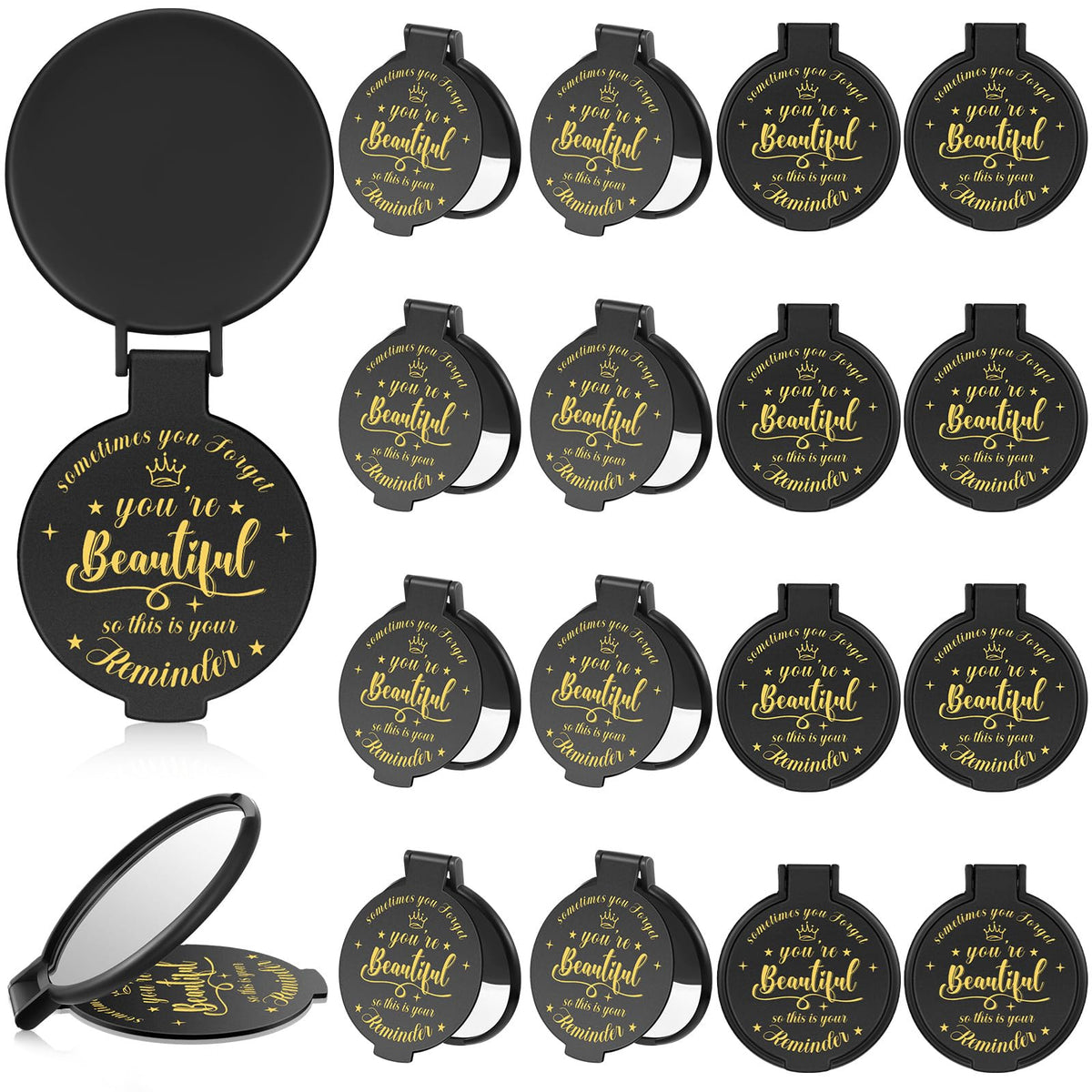 Gulfmew miroir compact 18 pièces noir, parfait pour le quotidien.