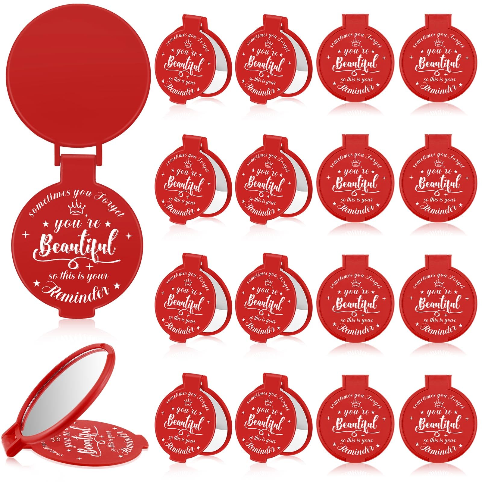 Miroir compact Gulfmew inspirant rouge, pratique en déplacement
