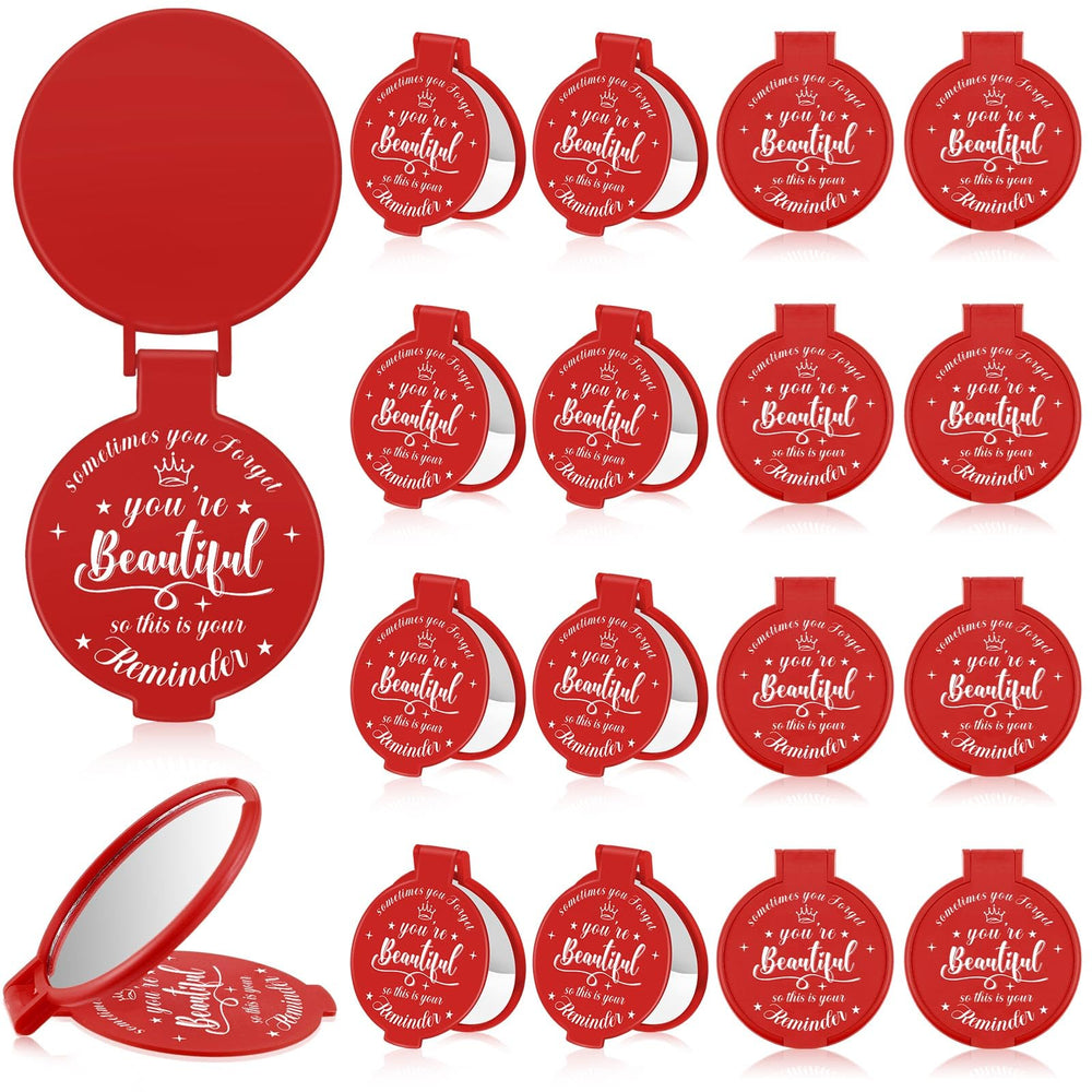 Miroir compact Gulfmew inspirant rouge, pratique en déplacement