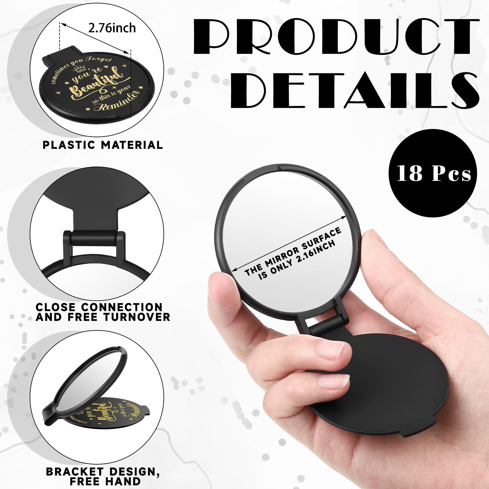Gulfmew miroir compact de poche, pratique dans le sac quotidien.