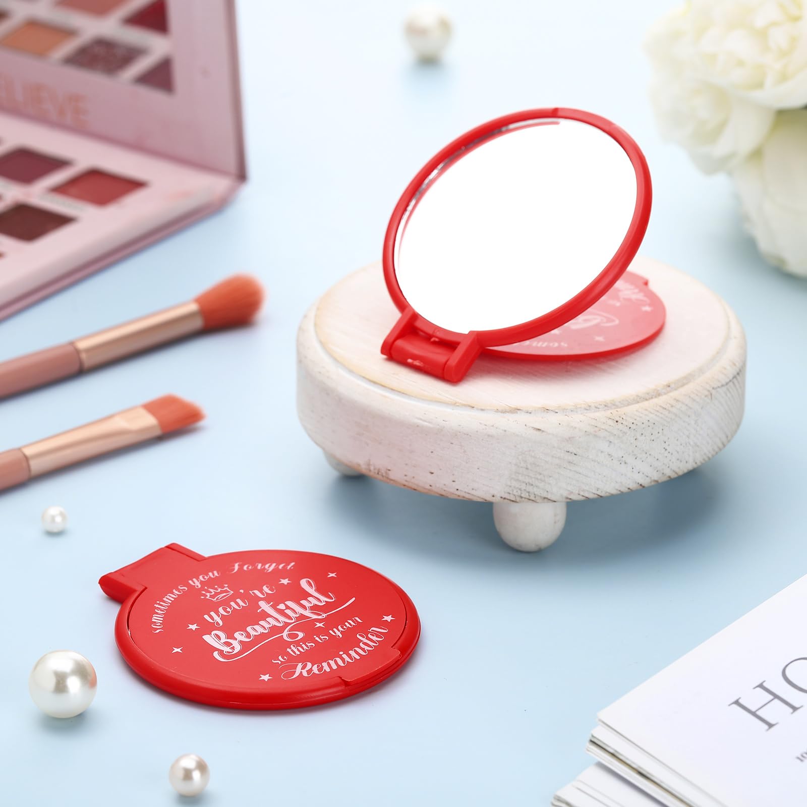 Gulfmew Miroir Compact Utilisation Beauté Quotidienne, retouche rapide