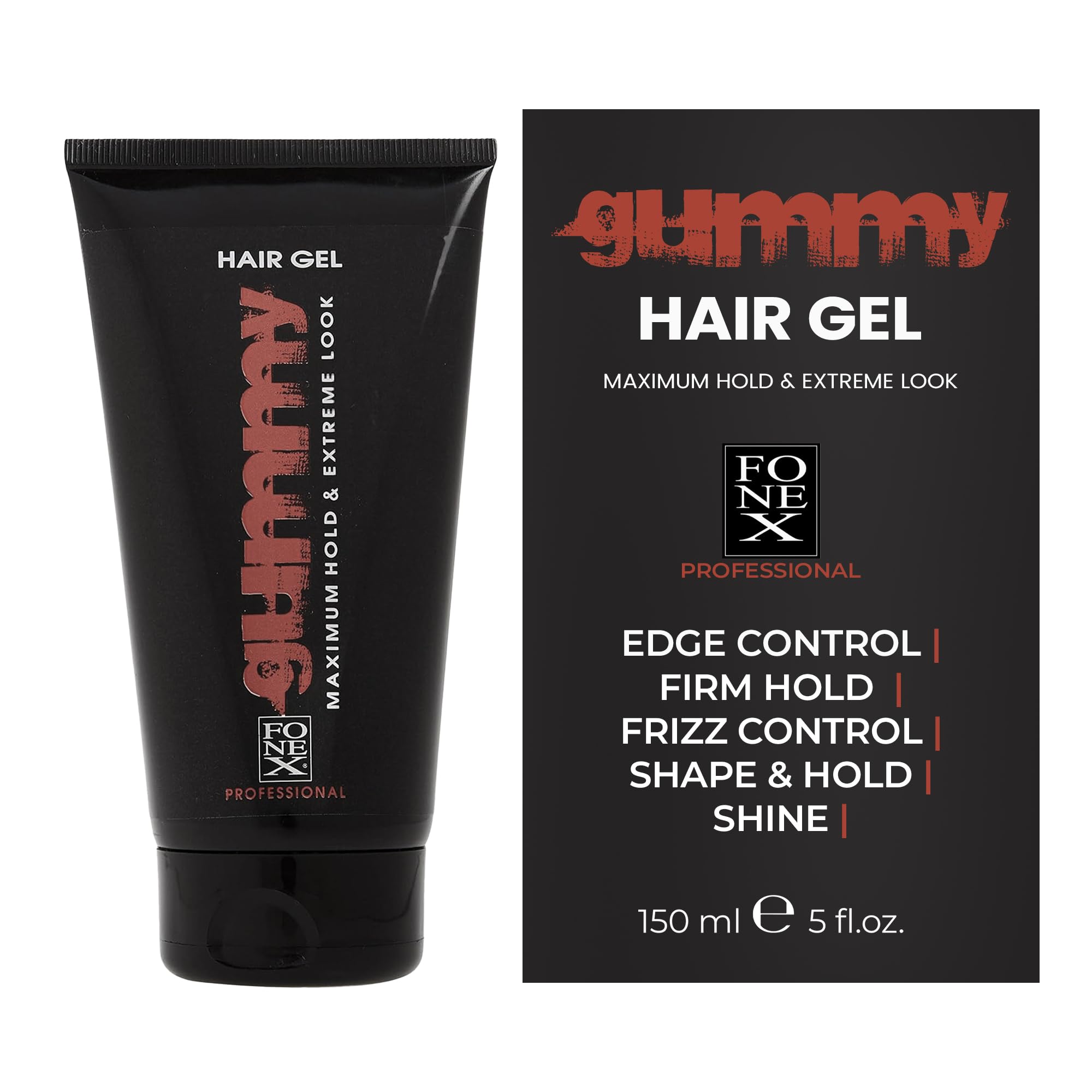 Gummy gel-cheveux bouteille clair, tenue longue durée pour un style net.