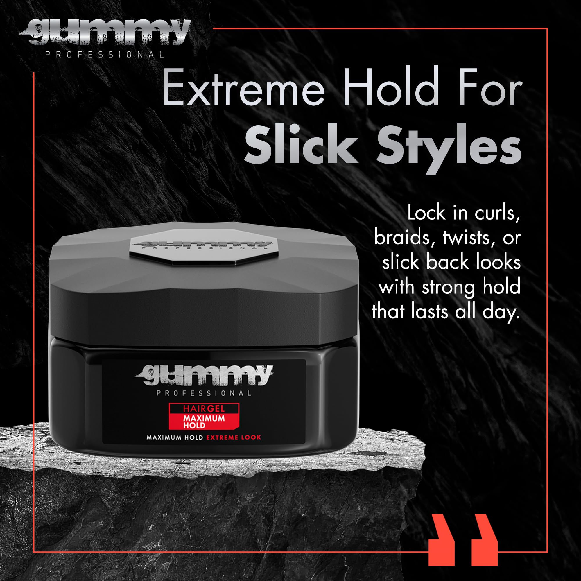 Gummy Gel Professionnel appliqué sur cheveux humides, contrôle du volume.