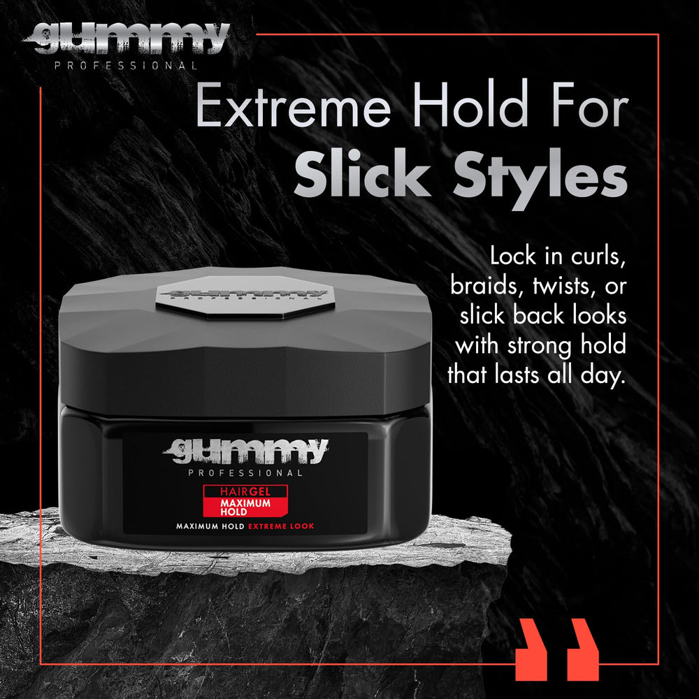 Gummy Gel Professionnel appliqué sur cheveux humides, contrôle du volume.
