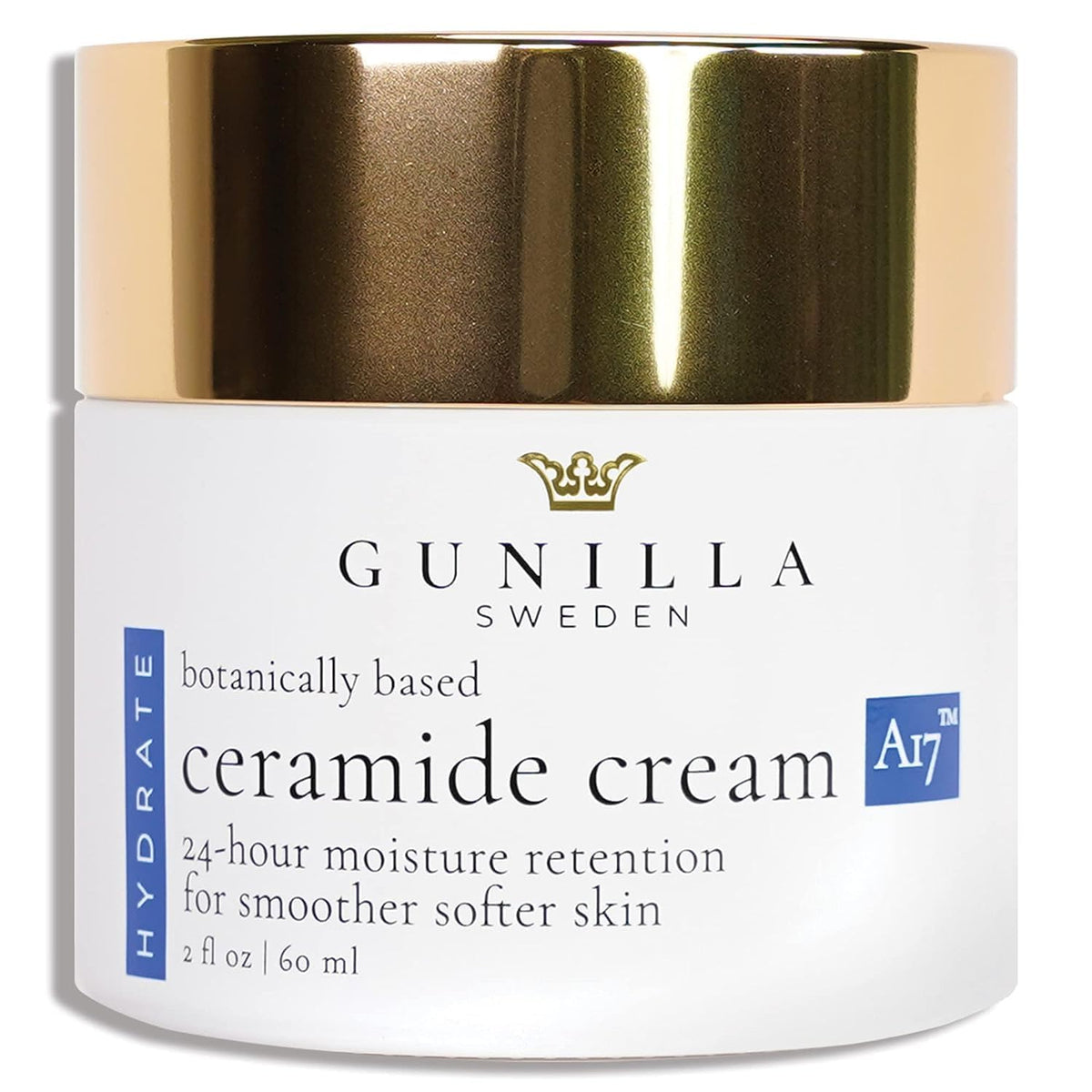 Gunilla Of Sweden Ceramide Cream A17 dans un pot-verre, hydratation durable et confort.