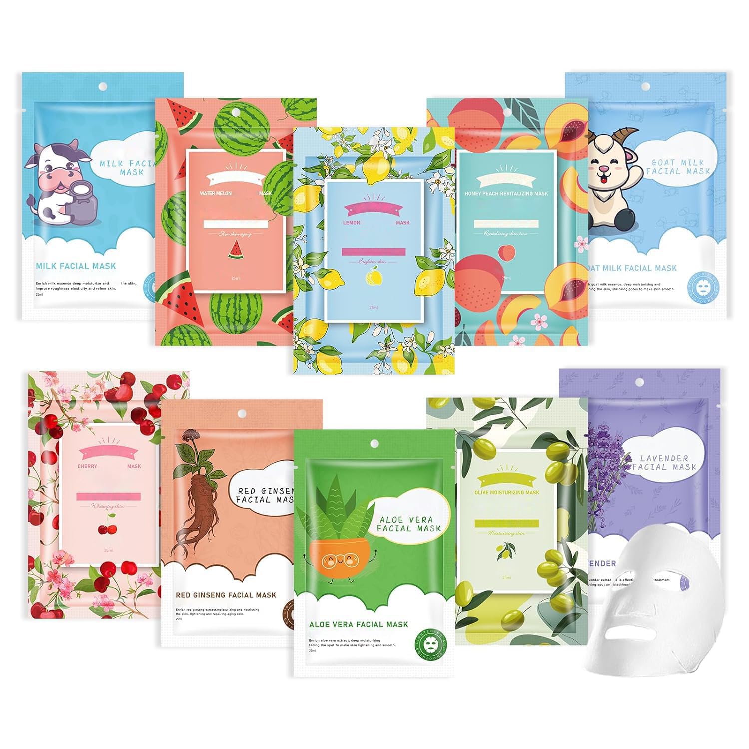 GUOYAOLIFU masque visage lait chèvre et lavande, hydratation profonde et pores resserrés.