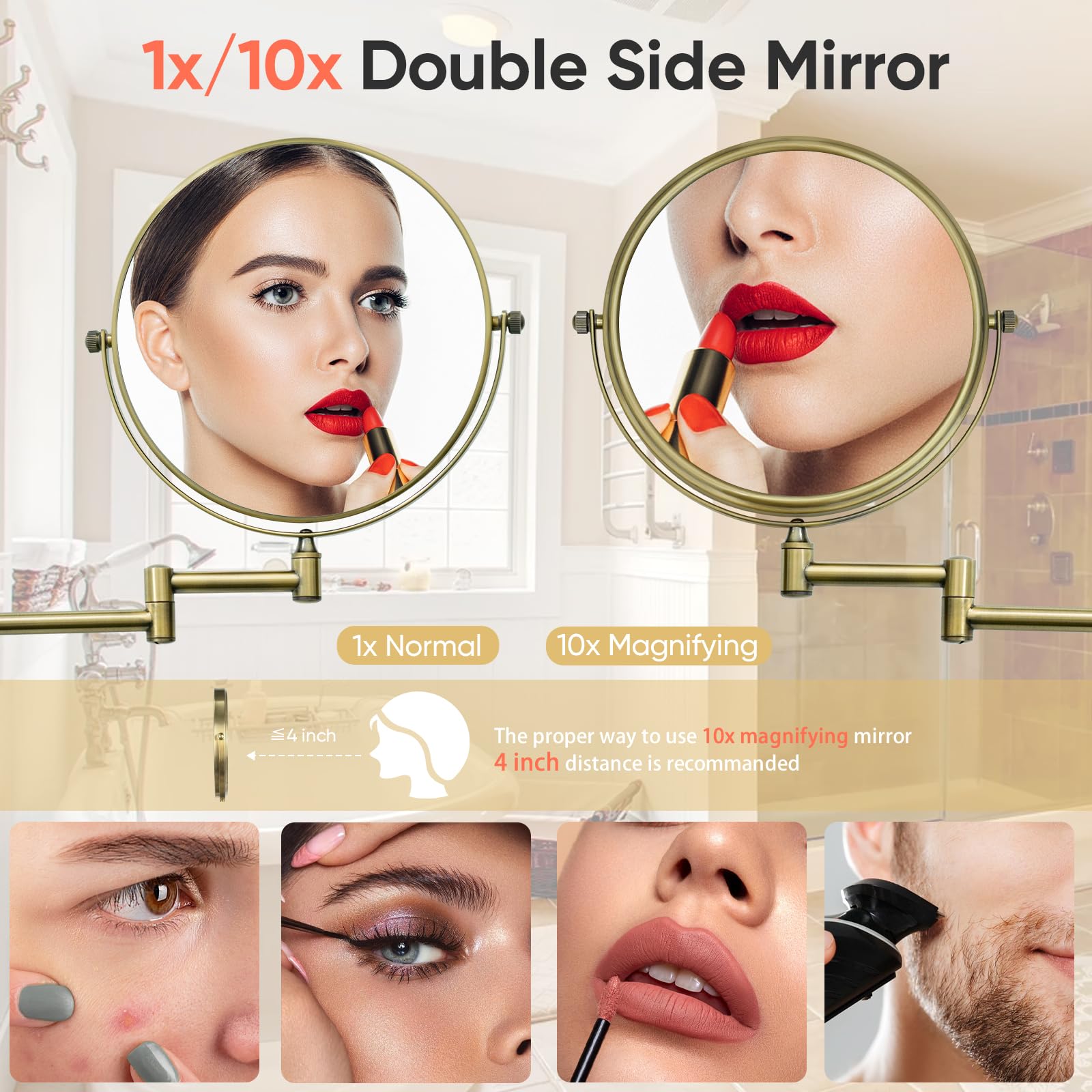 Bras étendu du miroir GURUN pour ajustement facile.