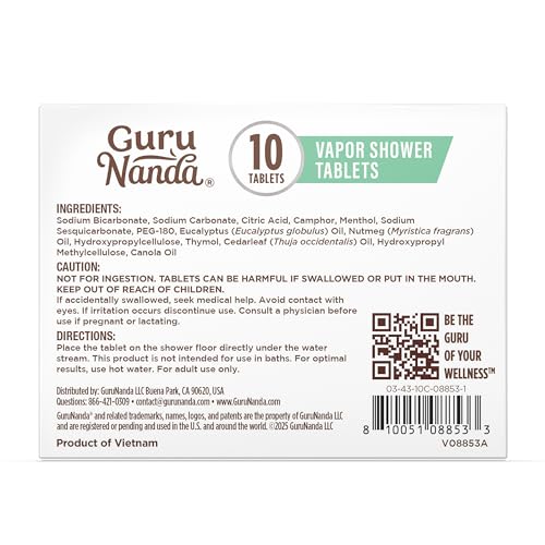 GuruNanda tablettes douche eucalyptus menthol: parfum frais pour la détente.