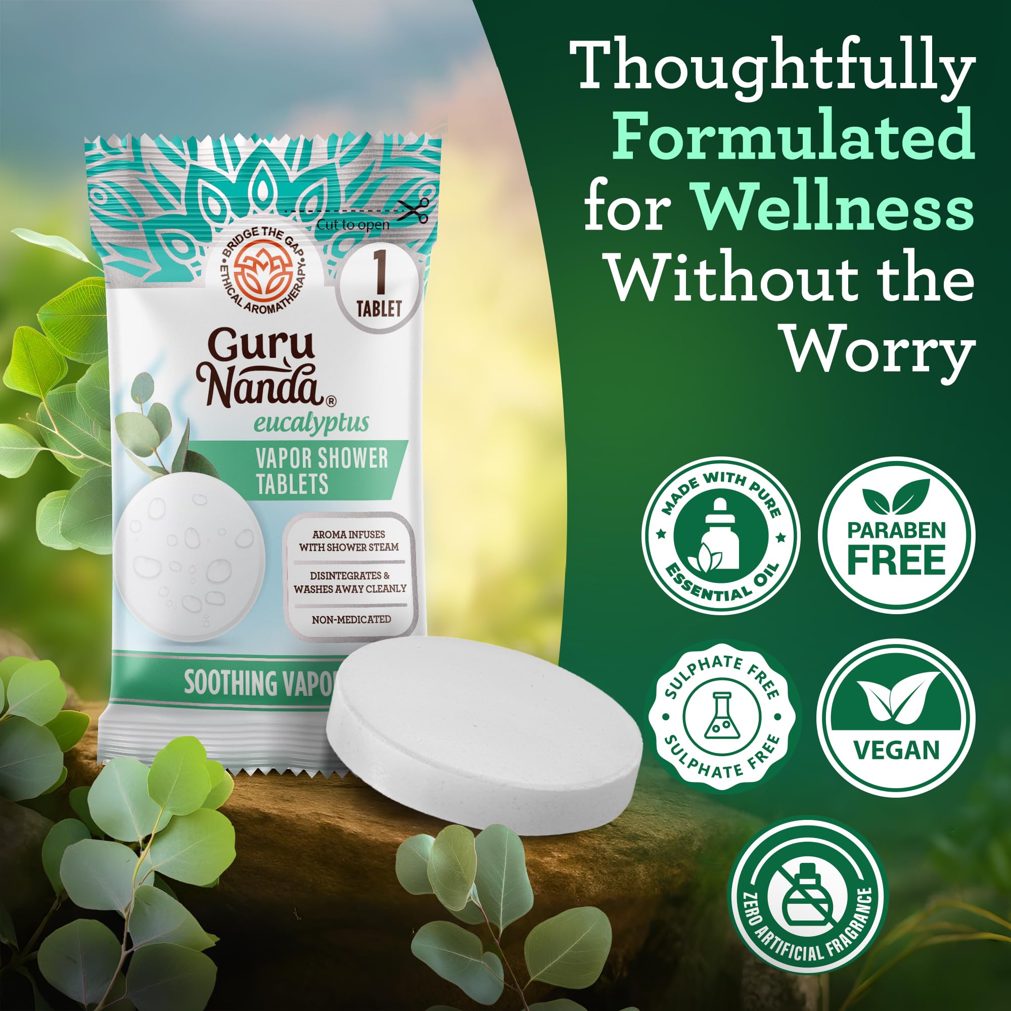 GuruNanda tablettes douche eucalyptus menthol: cadeau parfait pour offrir.