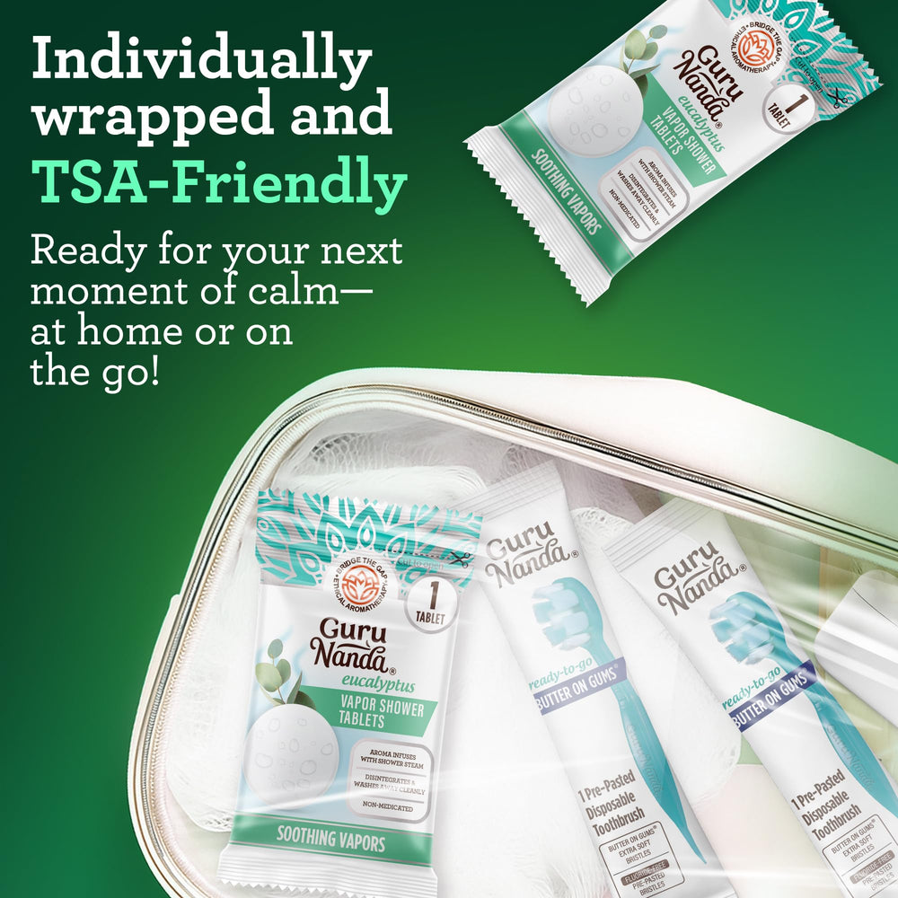 GuruNanda tablettes douche eucalyptus menthol: facile à placer près du jet.
