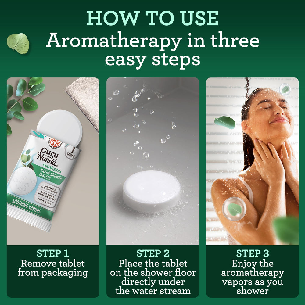 GuruNanda tablettes douche eucalyptus menthol: sans parfums artificiels.