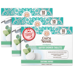 GuruNanda tablettes douche eucalyptus menthol: arôme rafraîchissant pendant la douche.