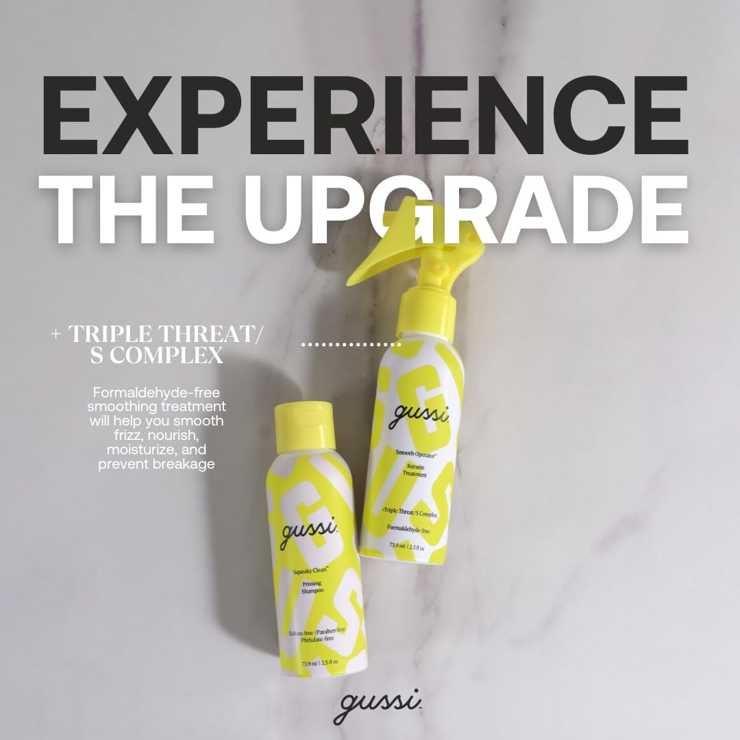 Application du traitement Keratine GUSSI HAIRCARE sur cheveux uniformément traités.