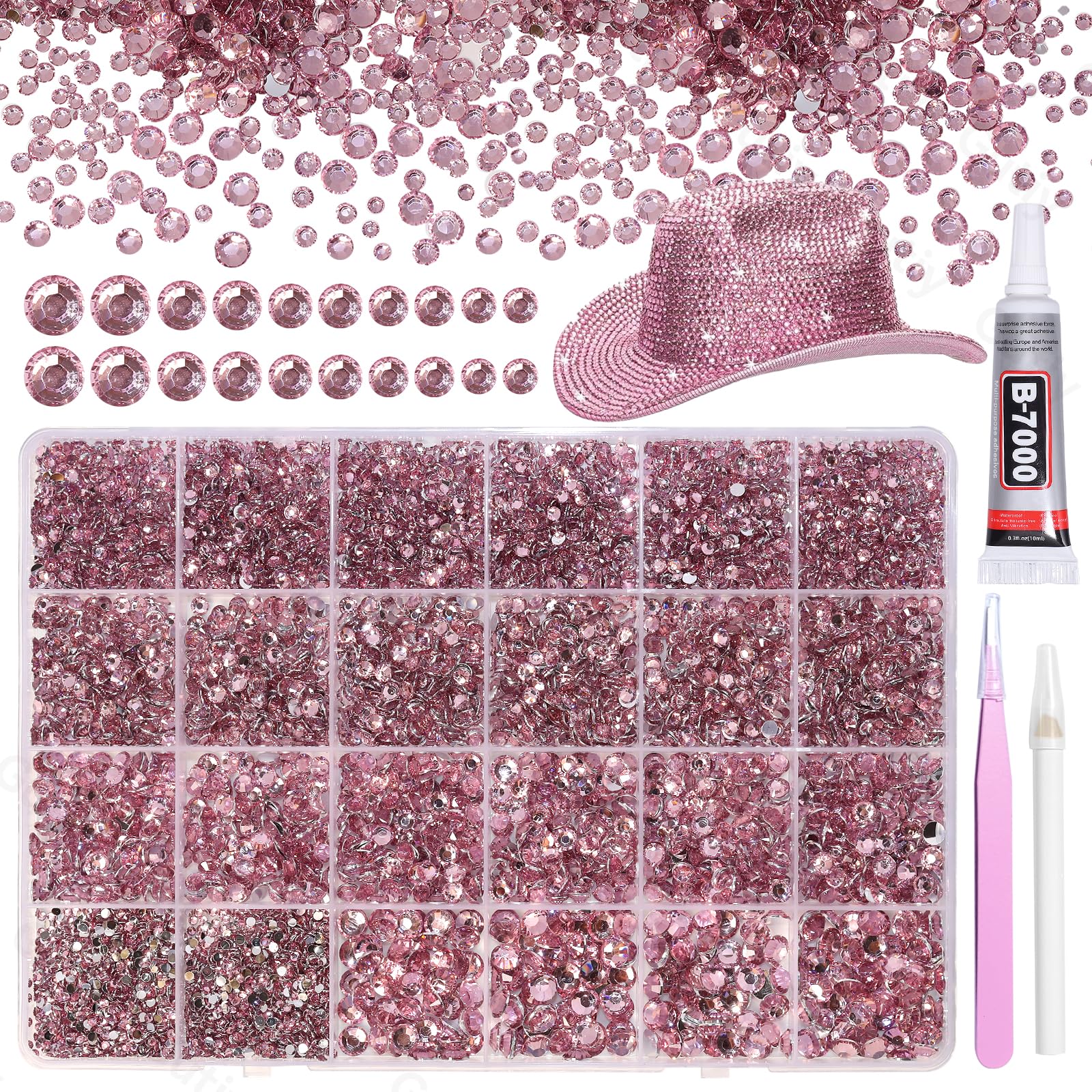 Gutiy kit pierres roses organise, rangement pratique pour vos projets DIY.
