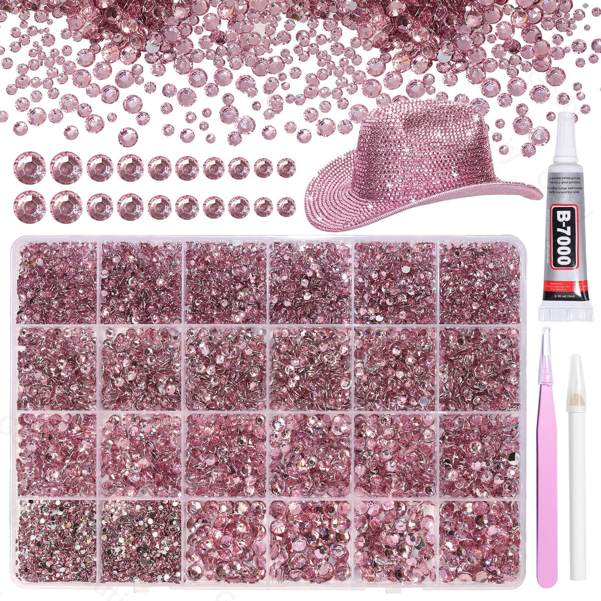 Gutiy kit pierres roses organise, rangement pratique pour vos projets DIY.