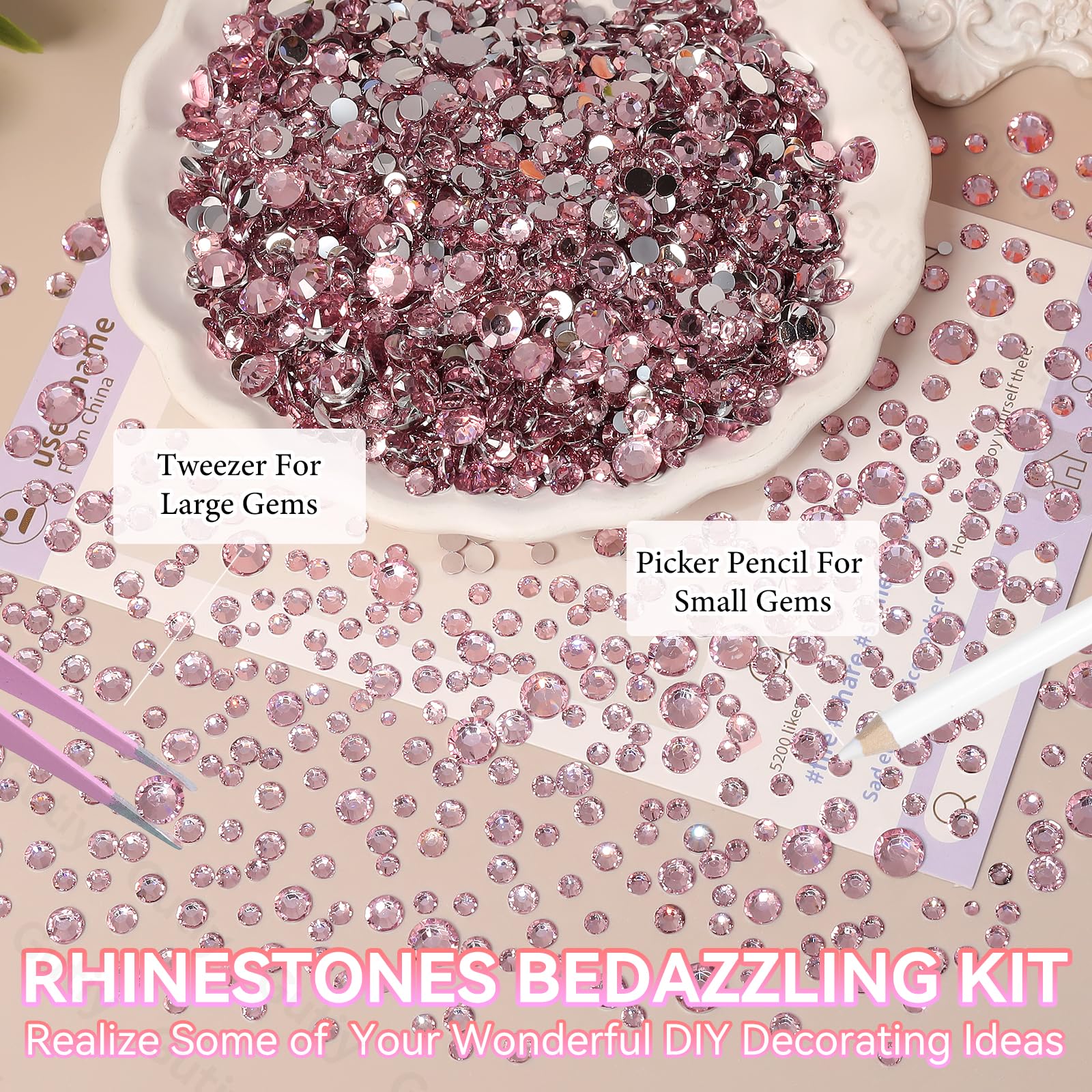 Gutiy pierres roses 4mm, embellissements visibles pour chaussures, chapeaux et sacs.