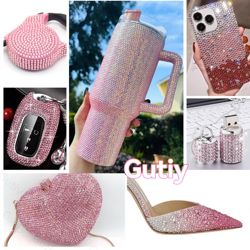 Gutiy pierres roses 5mm, éclat plus marqué pour montres, boîtes et cadres photos.