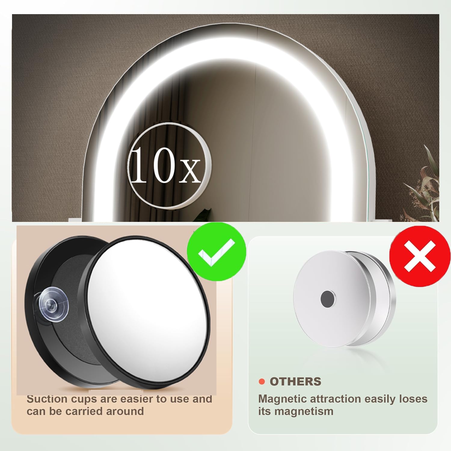 Miroir Gvnkvn Vanité commande tactile mémoire pour retrouver son réglage préféré.