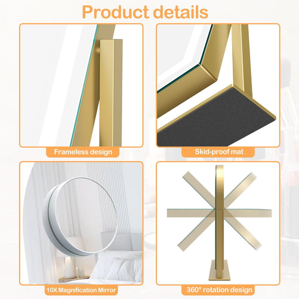 Miroir Gvnkvn Vanité avec rotation 360° pour ajuster l’angle facilement.
