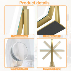 Miroir Gvnkvn Vanité avec rotation 360° pour ajuster l’angle facilement.