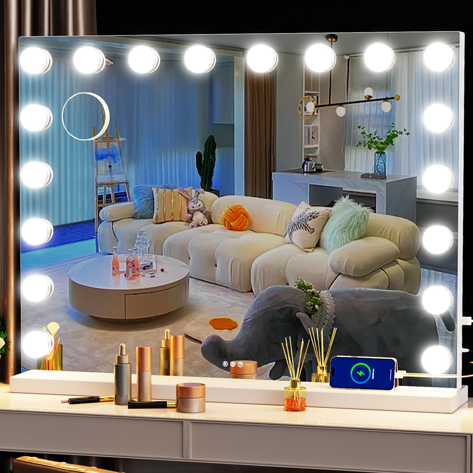 Gvnkvn Miroir de vanité de table avec lumière pour un maquillage précis.